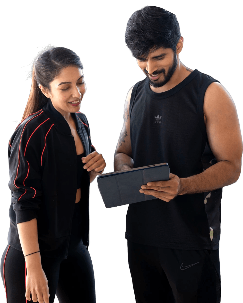 A fitcru coach reviewing progress together with a client