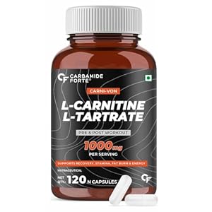 Carbamide Forte L Carnitine L Tartrate 1000mg Capsules for Men & Women | Pre Workout Supplement - 120 Veg Capsules