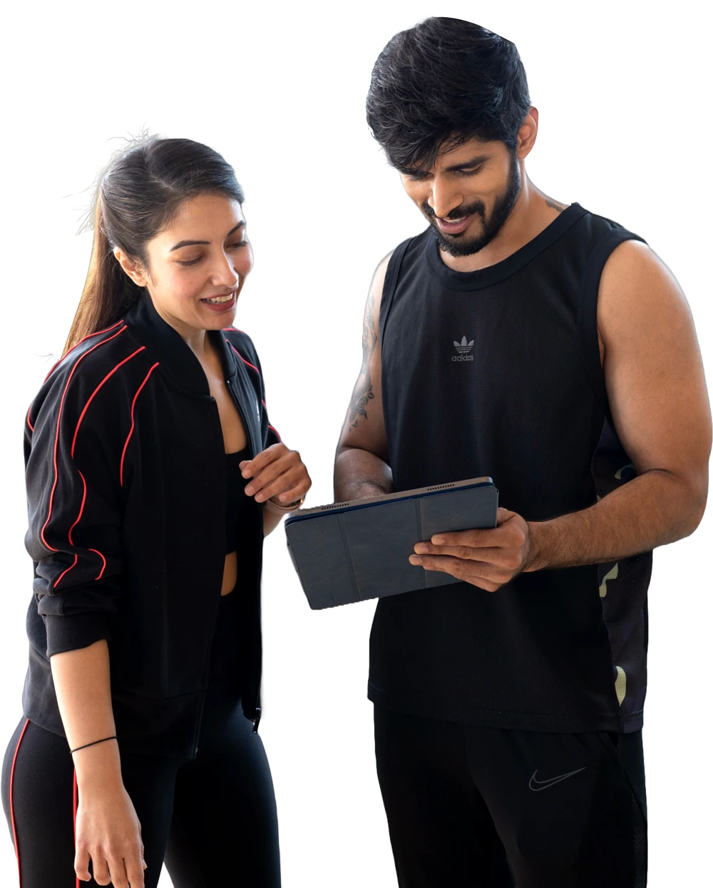A fitcru coach reviewing progress together with a client